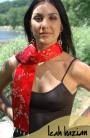 Silk Brocade Blossom Scarf in Red